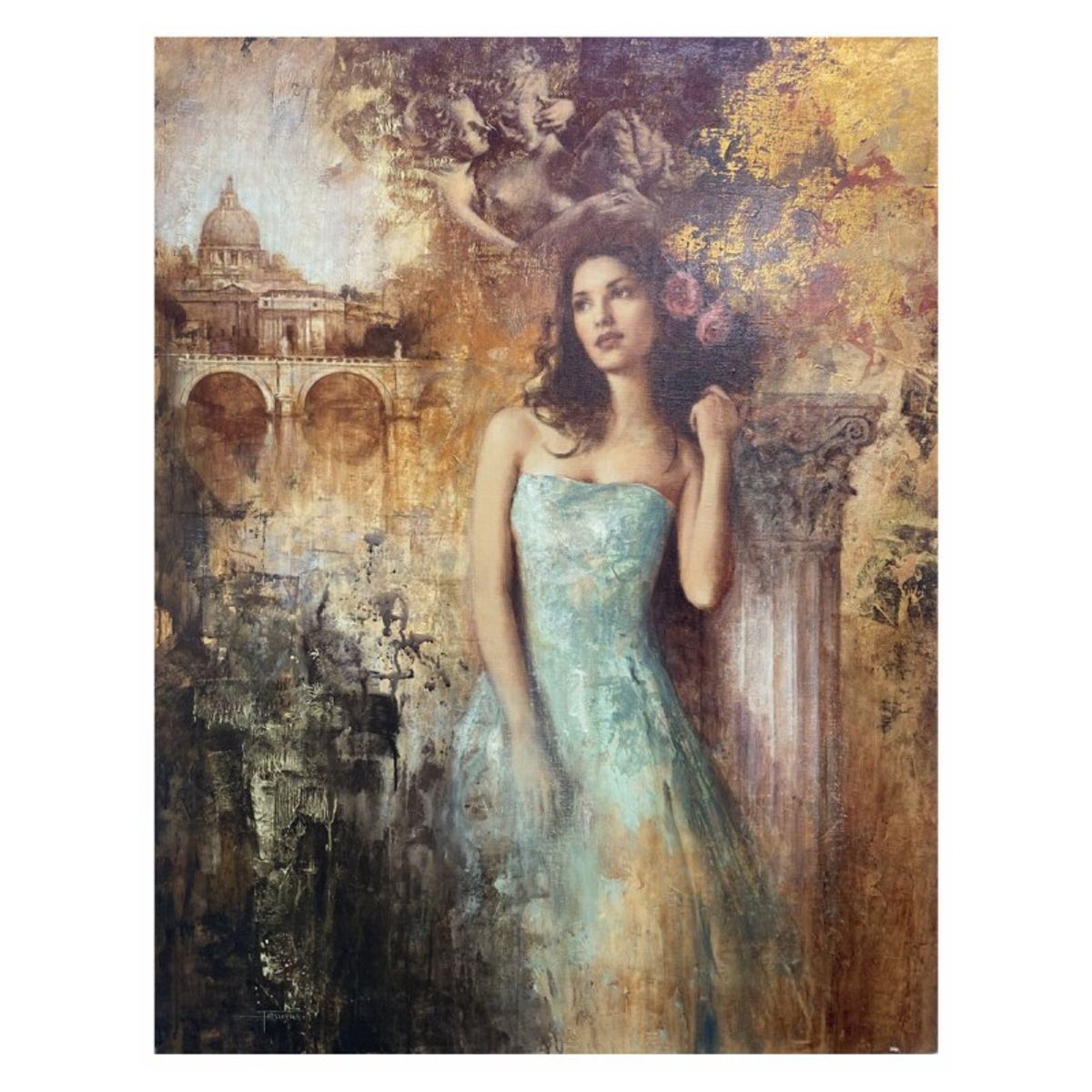 Francois Fressinier, "Vera Cosa" Hand Signed Original Painting on Canvas with Letter of Authenticity.