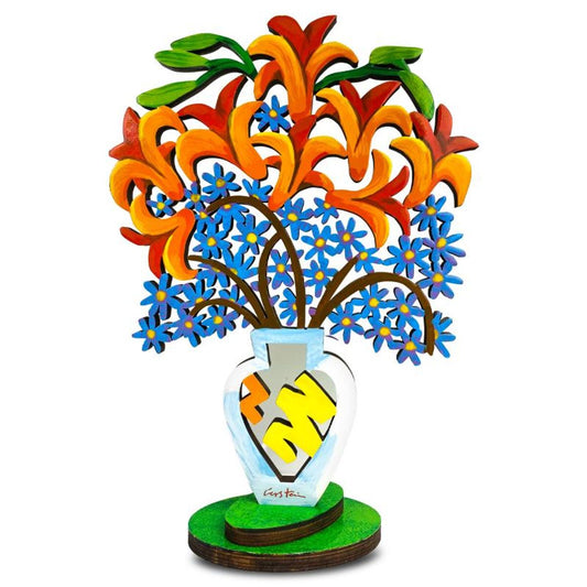 David Gerstein, "Bouquet Toronto" Hand Painted Limited Edition Wood Sculpture, Numbered 219/295 and Hand Signed with Letter of Authenticity.