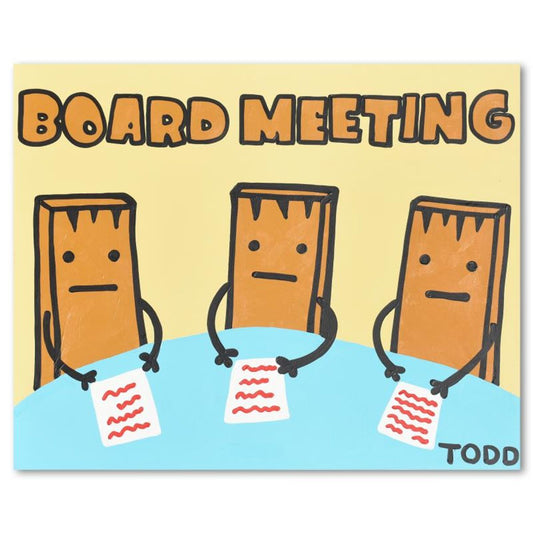 Todd Goldman, "Board Meeting" Original Acrylic Painting on Gallery Wrapped Canvas (60" x 48"), Hand Signed with Letter of Authenticity.