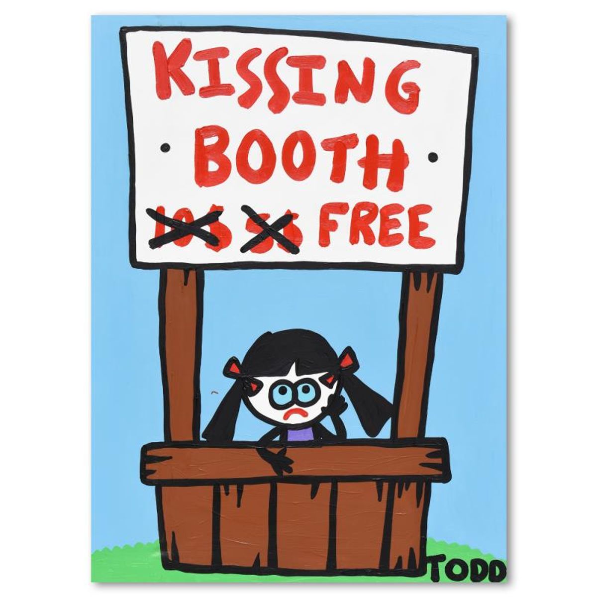 Todd Goldman, "Free Kissing Booth" Original Acrylic Painting on Gallery Wrapped Canvas (36" x 48"), Hand Signed with Letter of Authenticity.