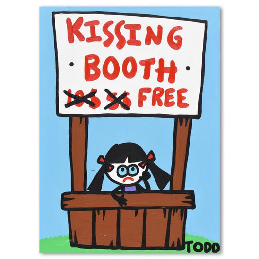Todd Goldman, "Free Kissing Booth" Original Acrylic Painting on Gallery Wrapped Canvas (36" x 48"), Hand Signed with Letter of Authenticity.