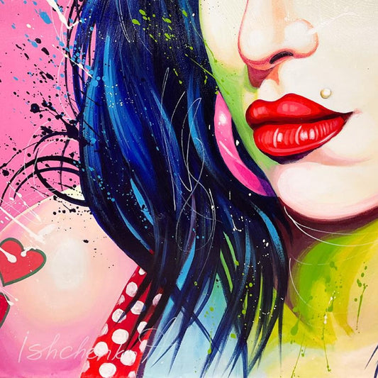 Alexander Ishchenko, "Amy Winehouse" Original Acrylic Painting on Canvas, Hand Signed with Letter Authenticity.