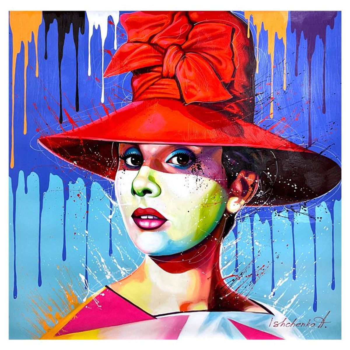 Alexander Ishchenko, "Audrey Hepburn" Original Acrylic Painting on Canvas, Hand Signed with Letter Authenticity.