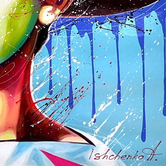 Alexander Ishchenko, "Audrey Hepburn" Original Acrylic Painting on Canvas, Hand Signed with Letter Authenticity.