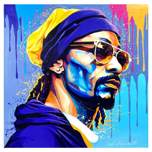 Alexander Ishchenko, "Snoop Dog" Original Acrylic Painting on Canvas, Hand Signed with Letter Authenticity.