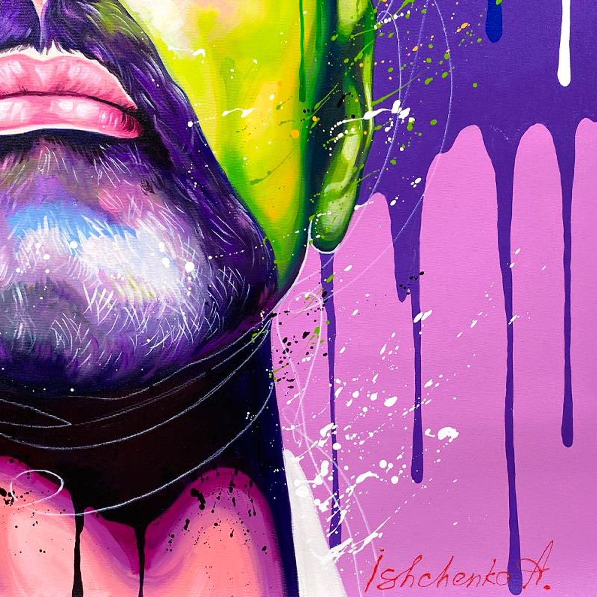 Alexander Ishchenko, "George Michaels" Original Acrylic Painting on Canvas, Hand Signed with Letter Authenticity.