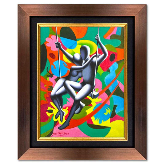 Mark Kostabi, "A Reality of Love" Framed Original Oil Painting on Canvas, Hand Signed with COA