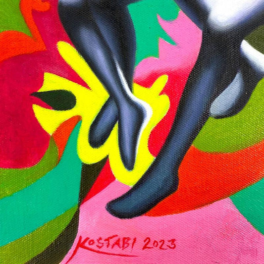 Mark Kostabi, "A Reality of Love" Framed Original Oil Painting on Canvas, Hand Signed with COA