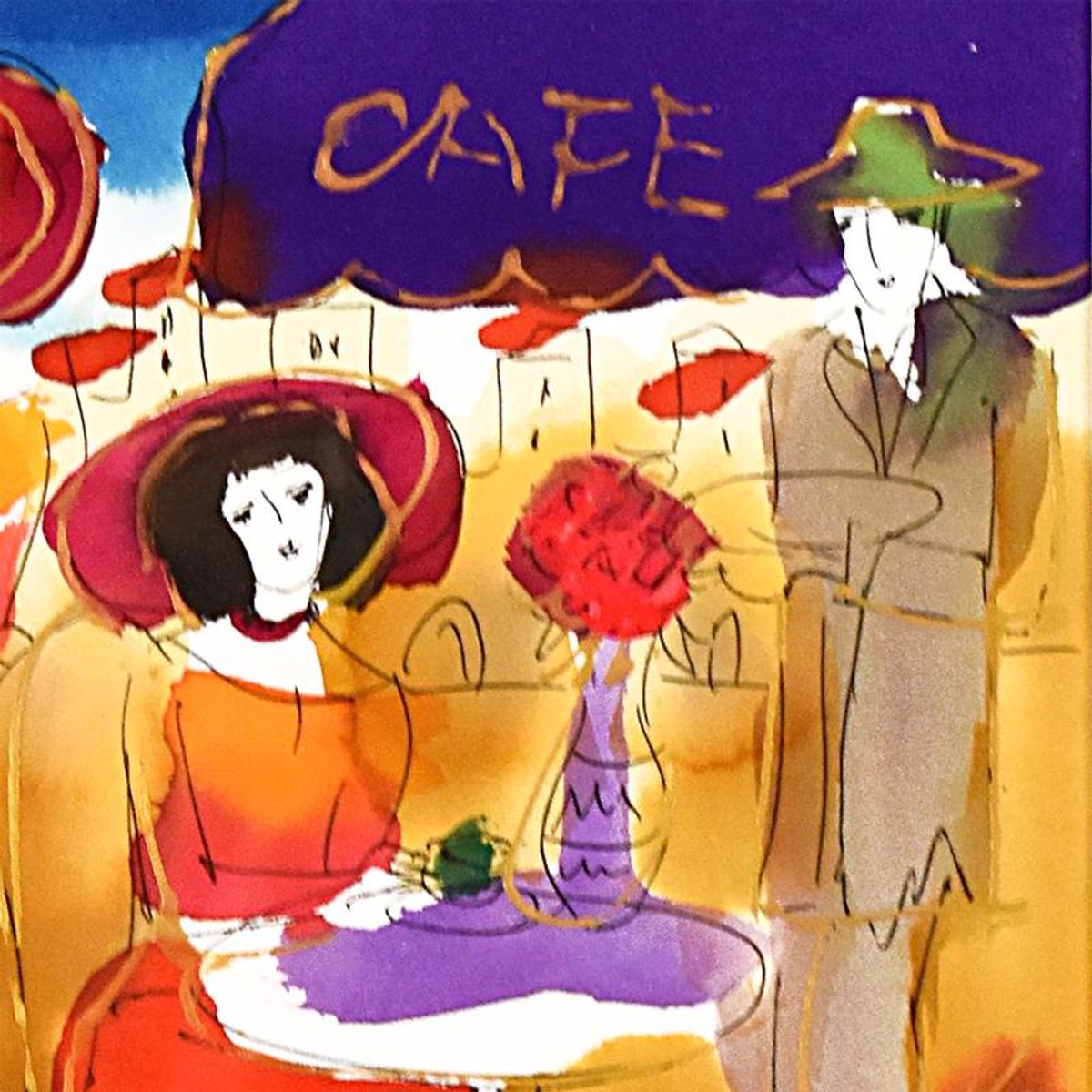 Moshe Leider, Framed Original Mixed Media Watercolor Painting, Hand Signed with Letter of Authenticity.