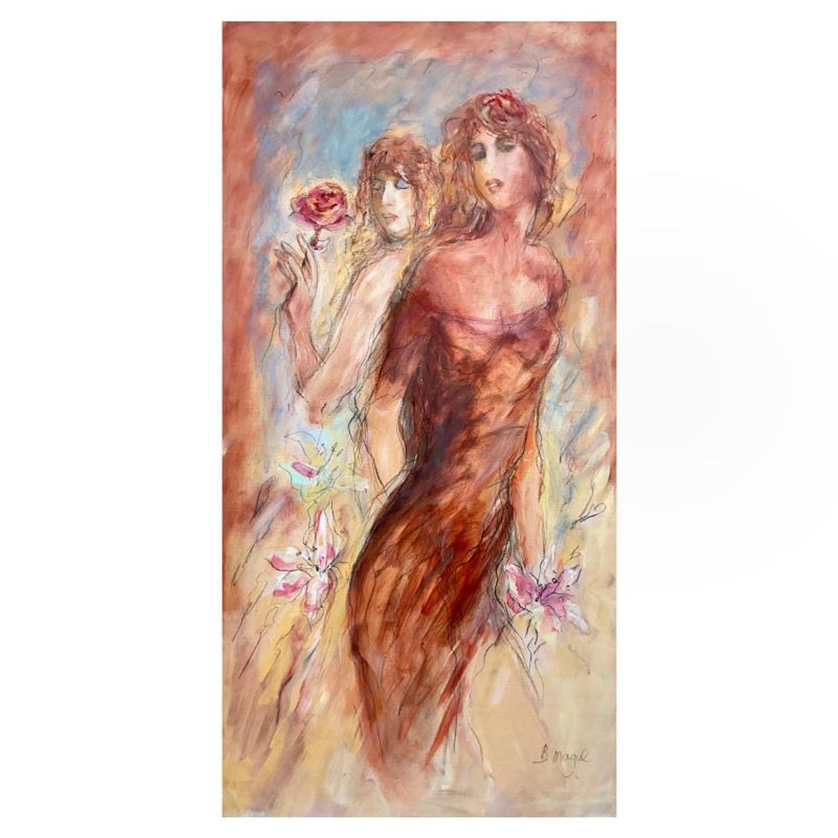 Batia Magal, Original Acrylic Painting on Canvas, Hand Signed with Letter of Authenticity.