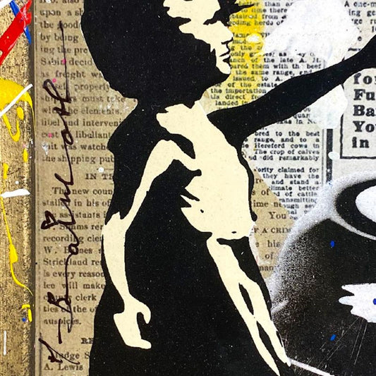 Mr Brainwash, "Balloon Girl" Splash Framed Mixed Media Original on Canvas Panel, Hand Signed with Certificate of Authenticity.
