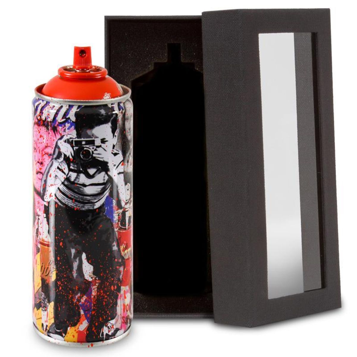Mr. Brainwash, "Smile - Full (Red)" Limited Edition Hand Painted Spray Can with Plate Signature.
