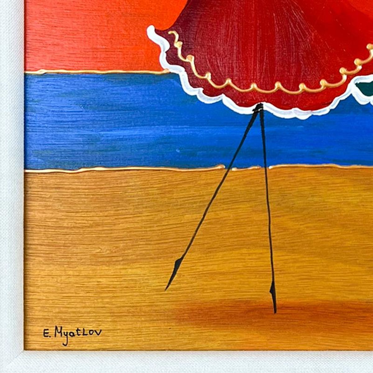 Ester Myatlov Framed Hand Signed Original Painting on Wood Panel with Letter of Authenticity.