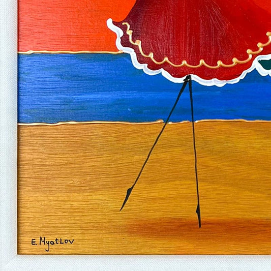 Ester Myatlov Framed Hand Signed Original Painting on Wood Panel with Letter of Authenticity.