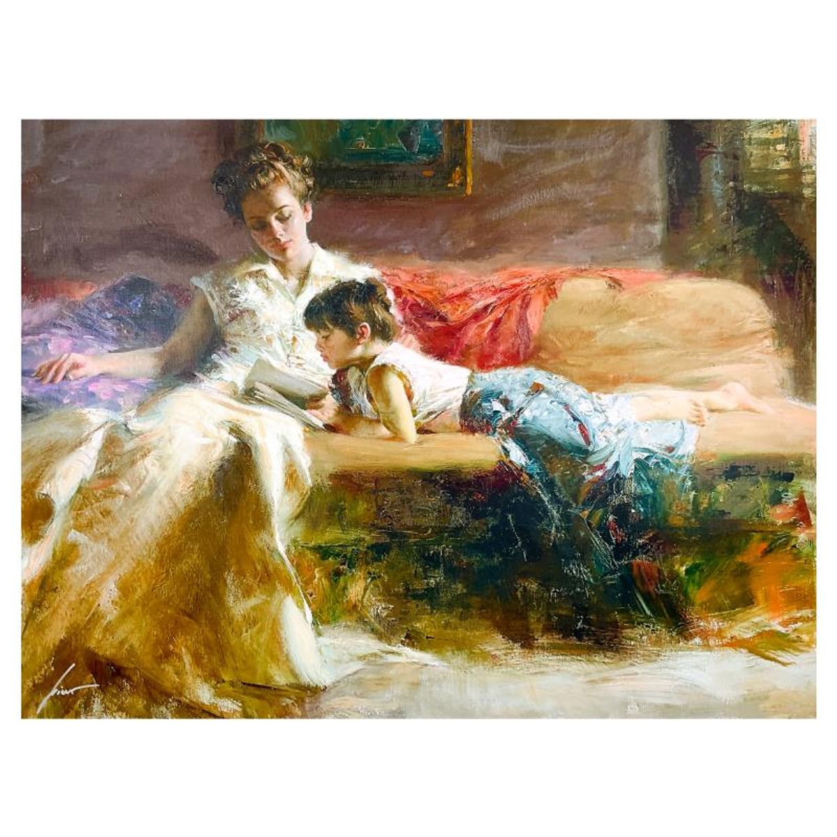 #1 in Edition: Pino (1939-2010), "Late Night Reading" Limited Edition on Canvas, HC Numbered 1/25 and Hand Signed with Certificate of Authenticity.