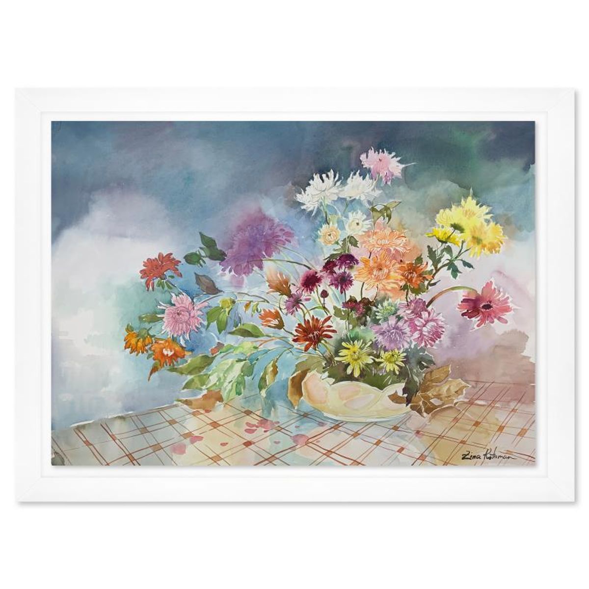 Zina Roitman, Framed Hand Signed Original Painting with Letter of Authenticity.