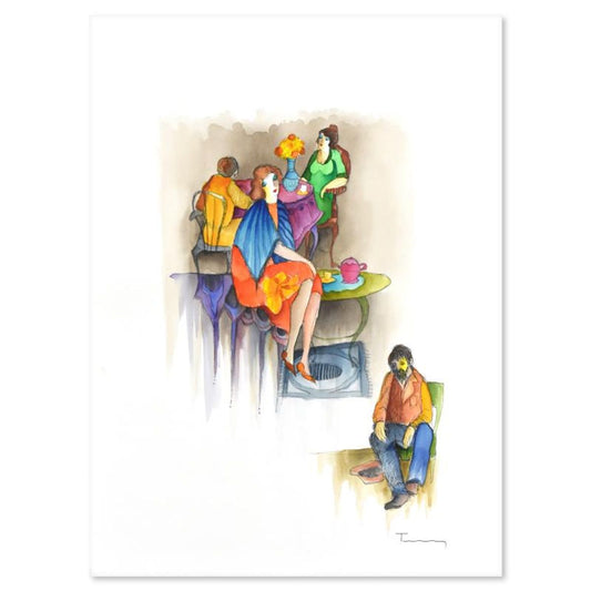 Itzchak Tarkay (1935-2012), Original Mixed Media Watercolor, Hand Signed with Certificate of Authenticity.