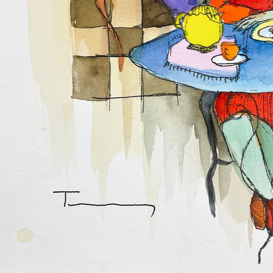 Itzchak Tarkay (1935-2012), Original Mixed Media Watercolor Painting on Paper, Hand Signed with Letter of Authenticity