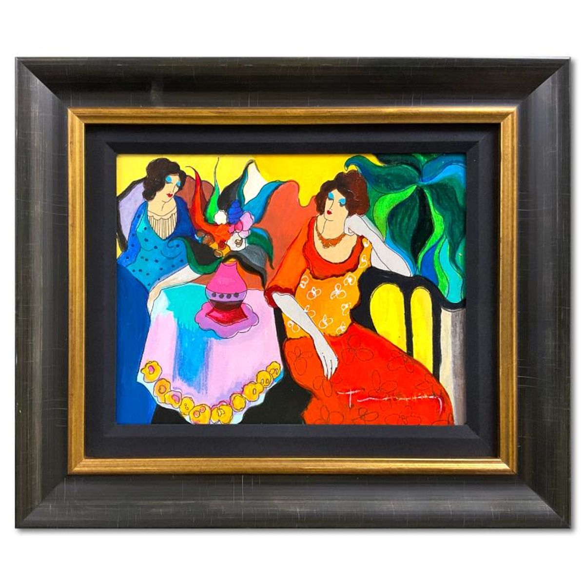 Itzchak Tarkay (1935-2012), "Tranquility" Framed One-of-a-Kind Mixed Media Over Paint on Wood, Hand Signed with Letter of Authenticity