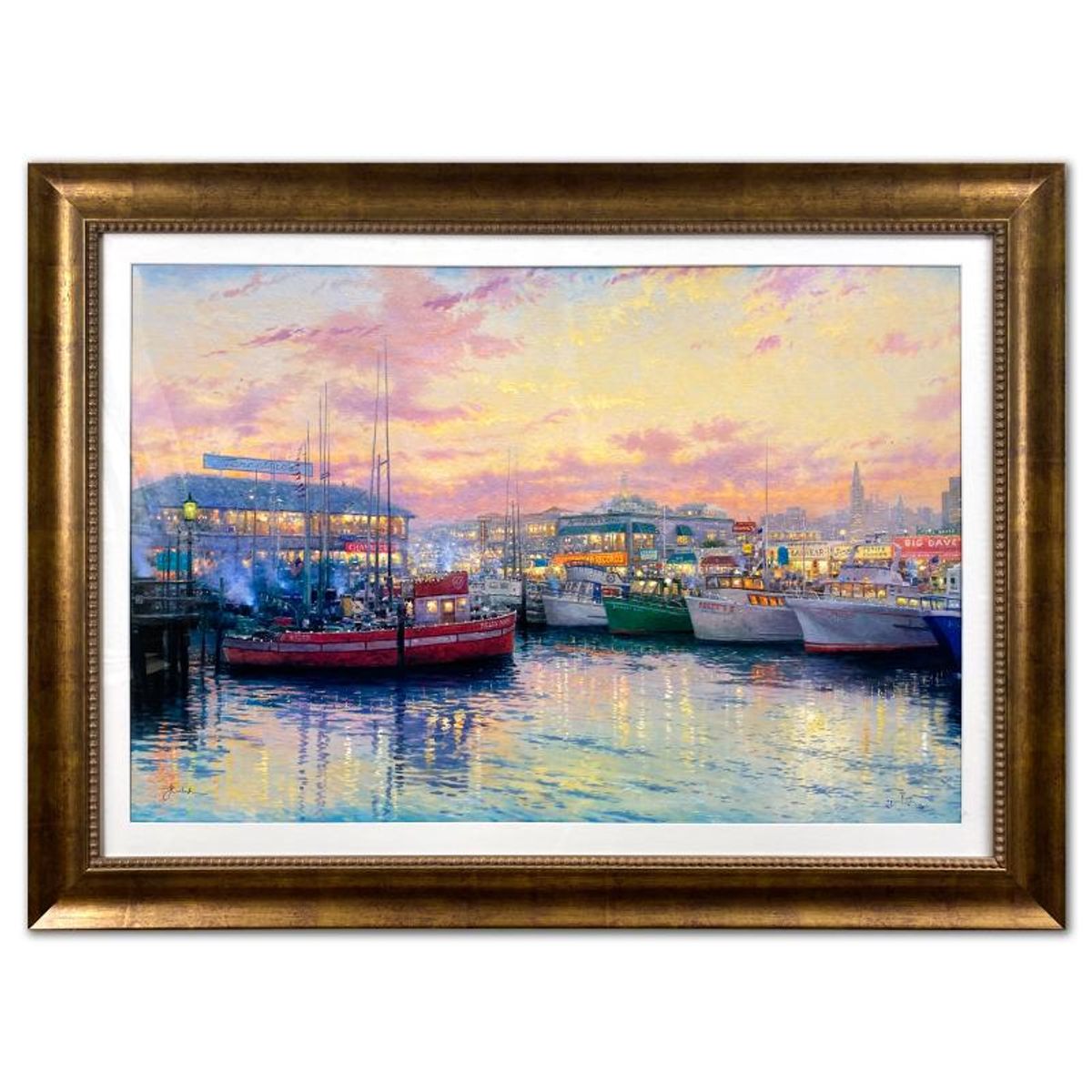Thomas Kinkade (1958-2012), "Fisherman's Wharf, San Francisco" Framed Limited Edition Lithograph, Numbered and Signed with Letter of Authenticity