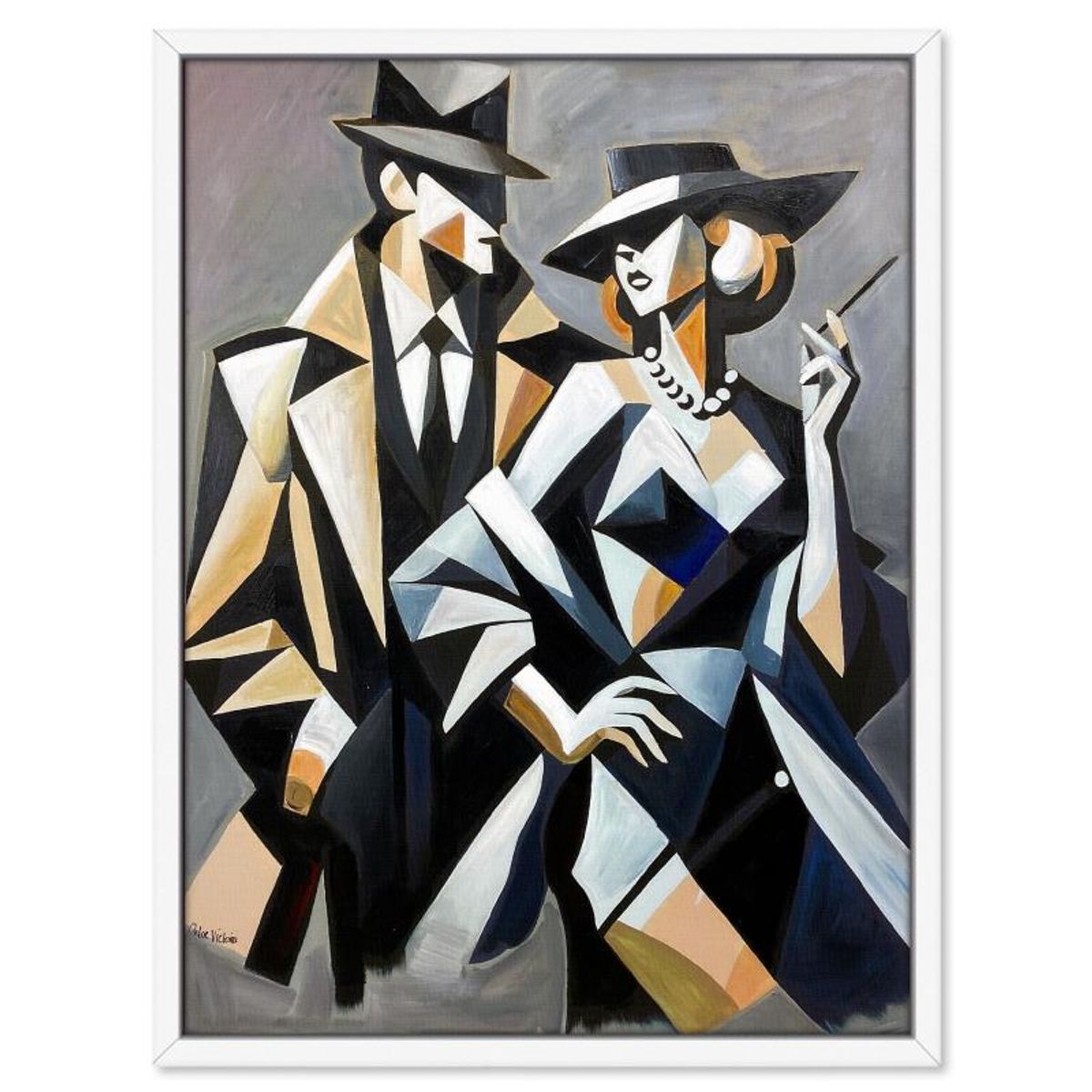 Chloe Victoria, "Refined Mystique" Framed One-of-a-Kind Mixed Media Overpaint on Canvas, Hand Signed with Letter of Authenticity