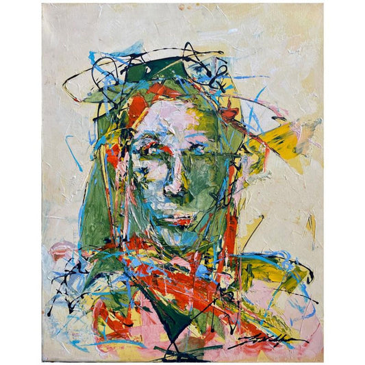 Wolfson, "Defragmentation" Hand Signed Original Painting on Canvas with Letter of Authenticity.