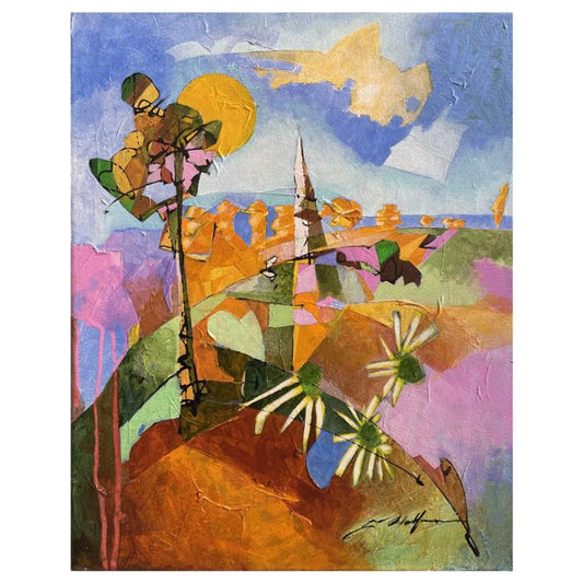 Wolfson, "Memory of a Tree" Hand Signed Original Painting on Canvas with Letter of Authenticity.