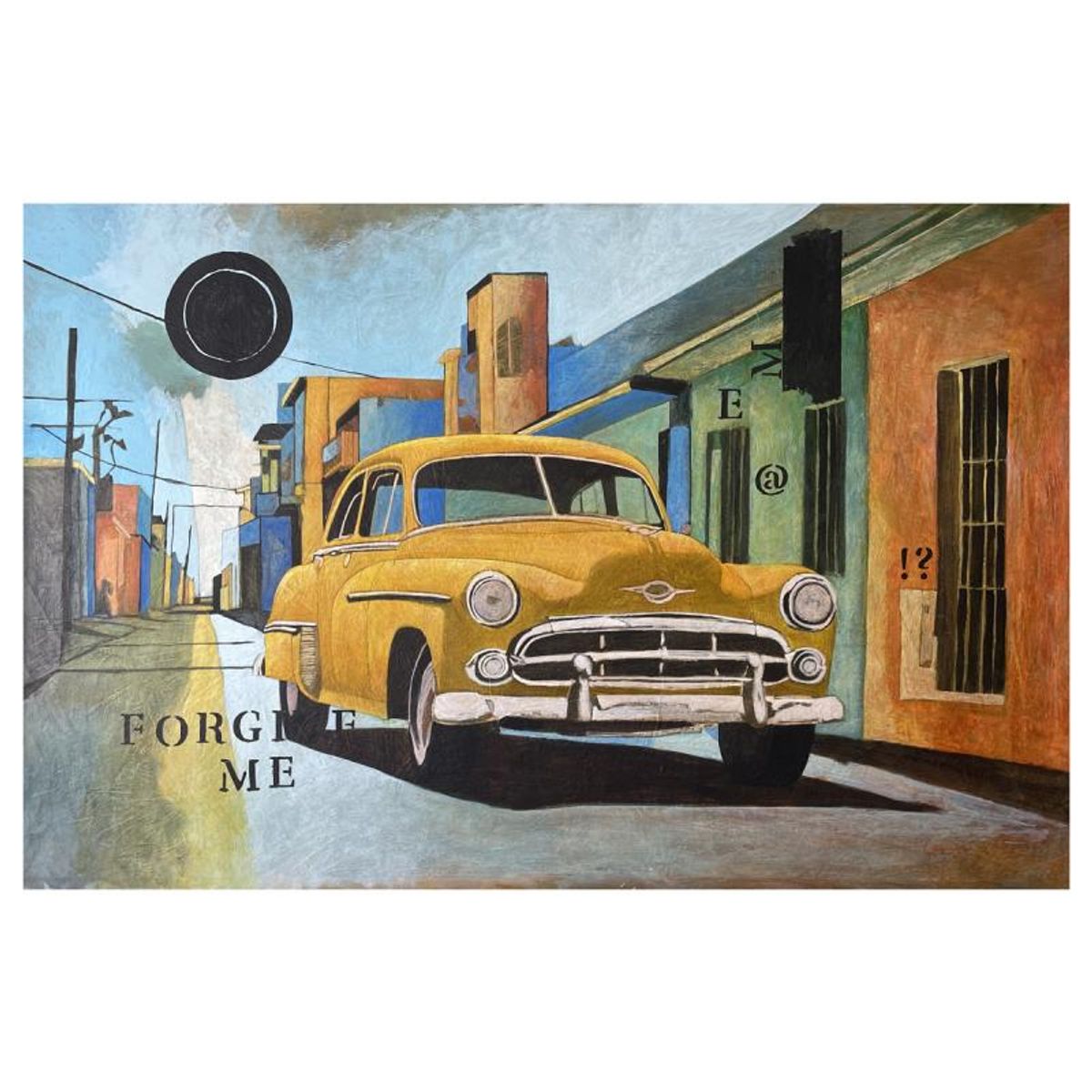 Wolfson, "Forgive me in Cuba" Hand Signed Original Painting on Canvas with Letter of Authenticity.