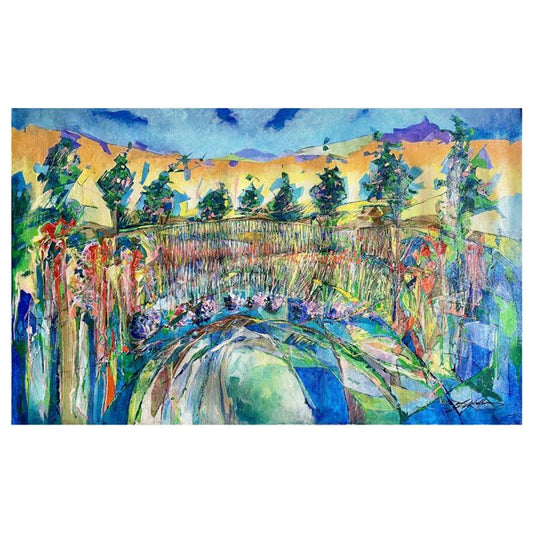 Wolfson, "Get Ready to Sunset" Hand Signed Original Painting on Canvas with Letter of Authenticity.