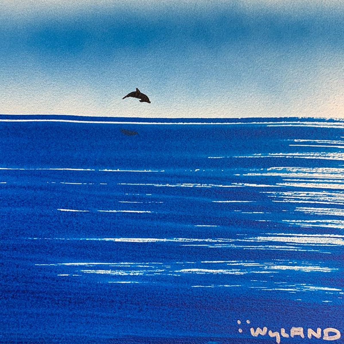 Wyland, "Dolphin" Framed, Hand Signed Original Painting with Letter of Authenticity.