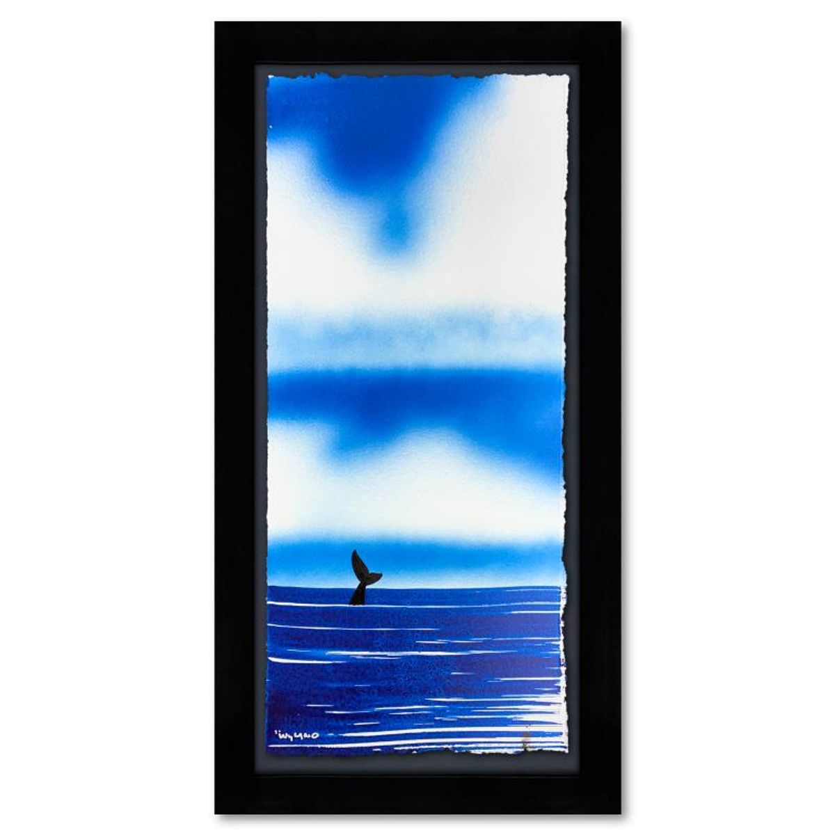 Wyland, "Fluke" Framed, Hand Signed Original Painting with Letter of Authenticity.