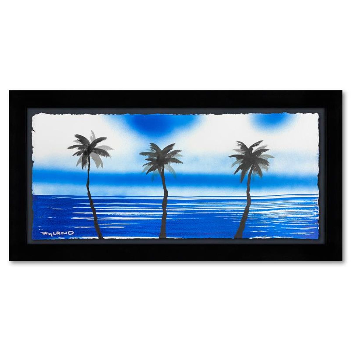 Wyland, "Palm Trees" Framed, Hand Signed Original Painting with Letter of Authenticity.