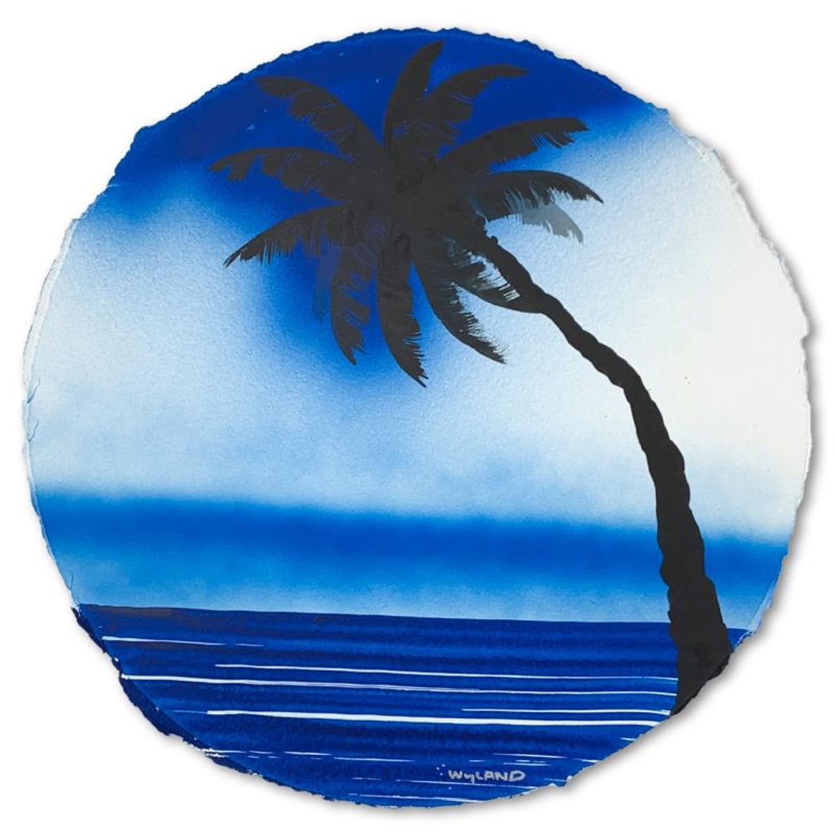 Wyland, "Palm Trees" Framed, Hand Signed Original Painting with Letter of Authenticity.