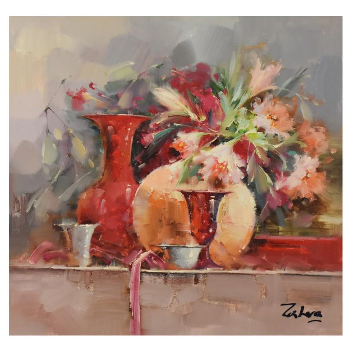 Zahra, Original Acrylic Painting on Canvas (32" x 32"), Hand Signed with Letter of Authenticity.