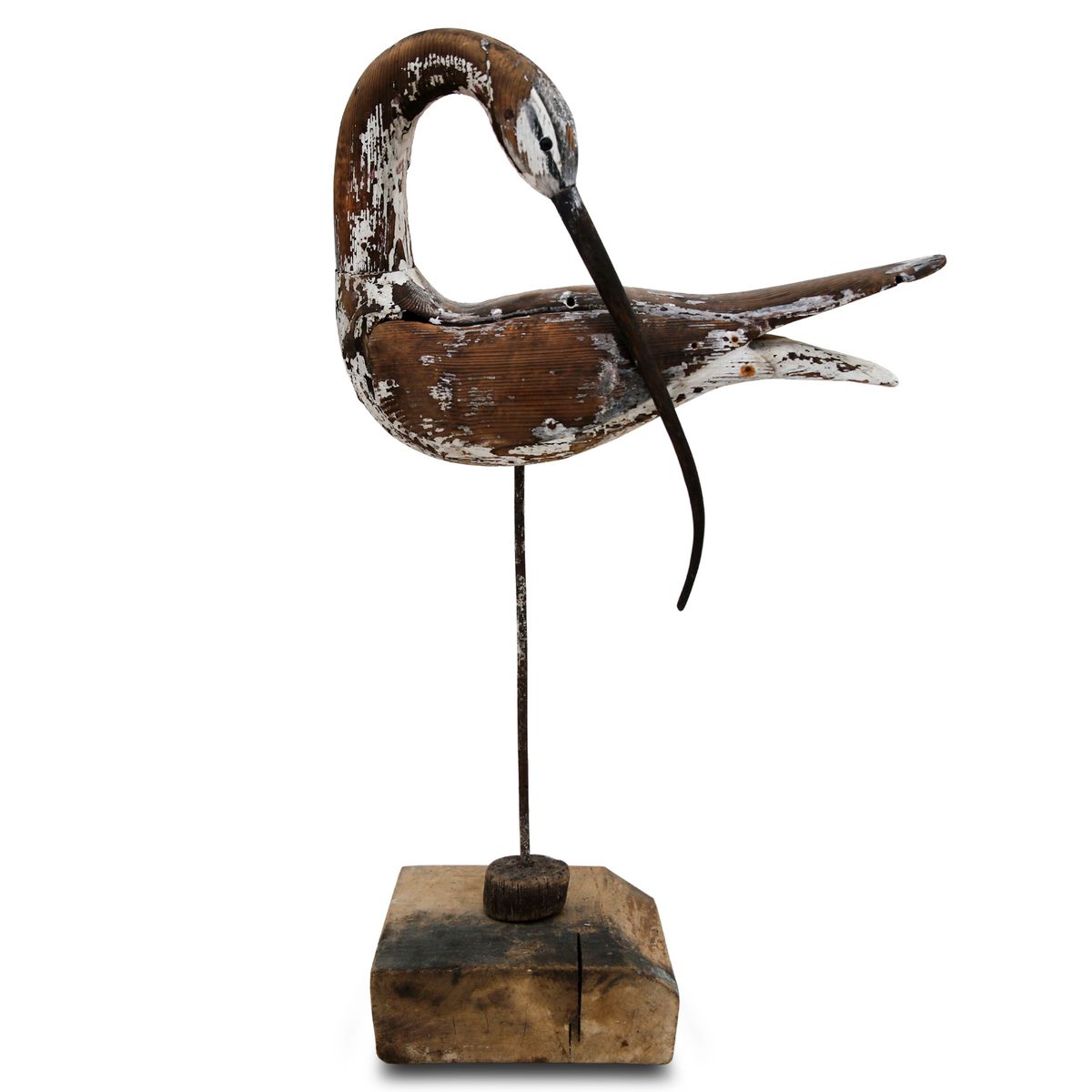 Guy Taplin- Painted Carved Wood "Preening Curlew"