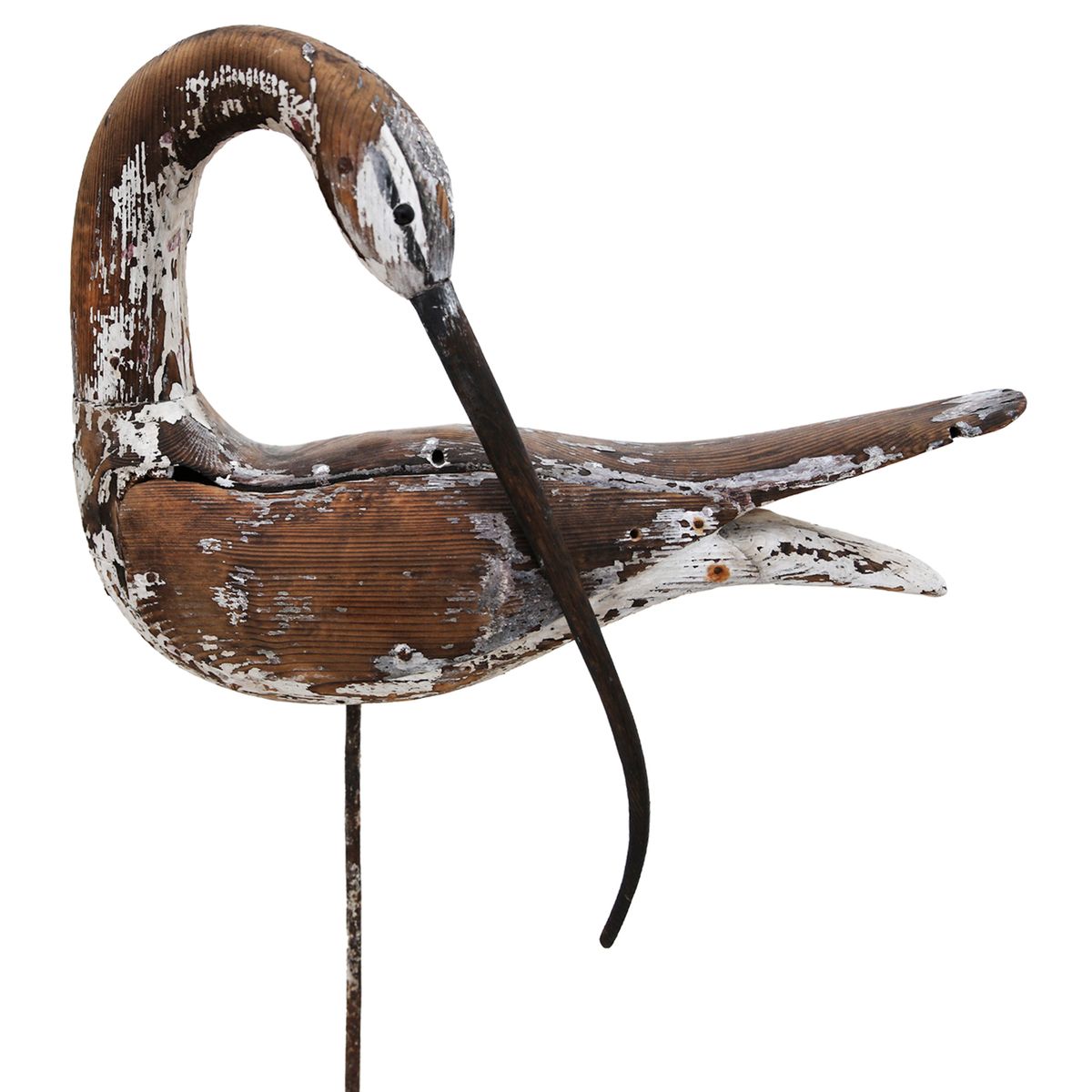 Guy Taplin- Painted Carved Wood "Preening Curlew"