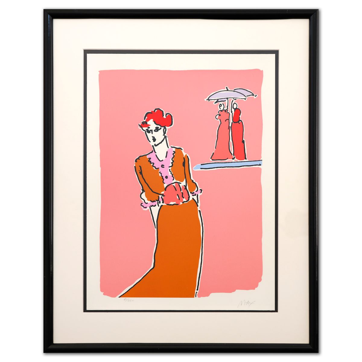 Peter Max- Lithograph in color "Two With Umbrellas"
