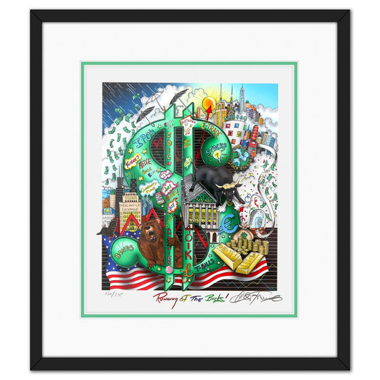 Charles Fazzino- 3D Construction Silkscreen Serigraph "Running of the Bucks"