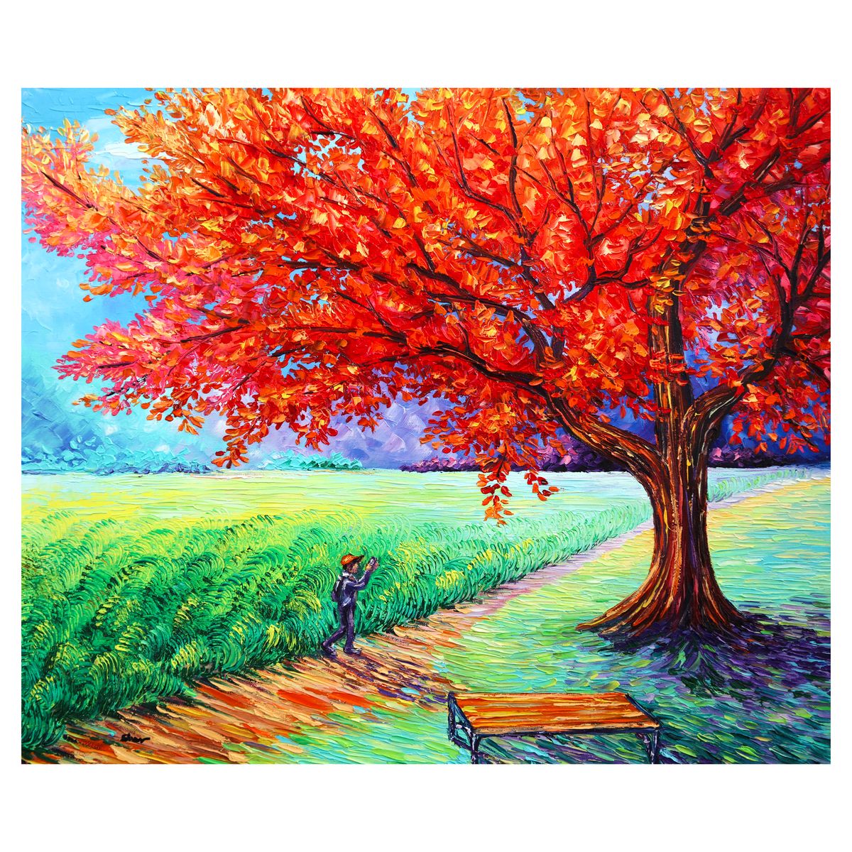 Svyatoslav Shyrochuk- Original Oil on Canvas "Autumn’s Quiet Crossing"