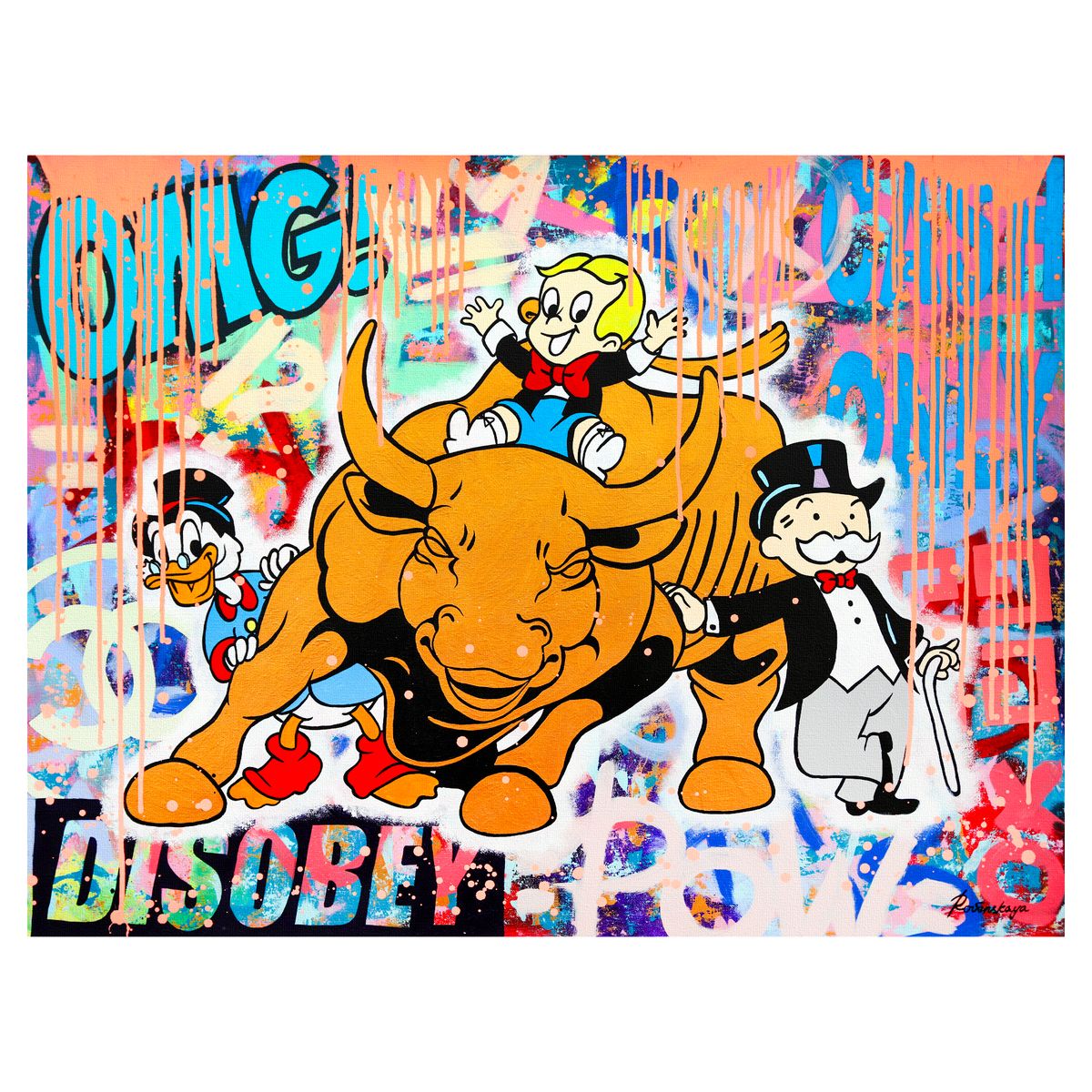 Nastya Rovenskaya- Original Oil on Canvas "Bull Market Dreams"