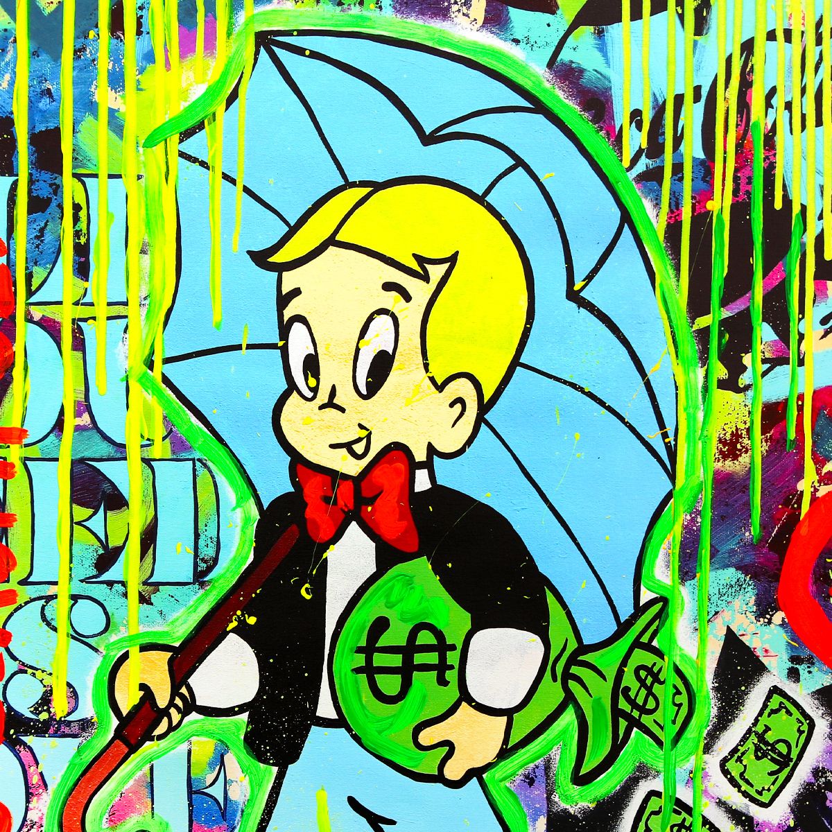 Nastya Rovenskaya- Mixed Media on Canvas "Wealth Under Shelter"