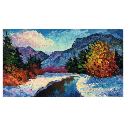 Alexander Antanenka, "Snow Melody" Hand Signed Original Painting on Canvas with Letter of Authenticity.