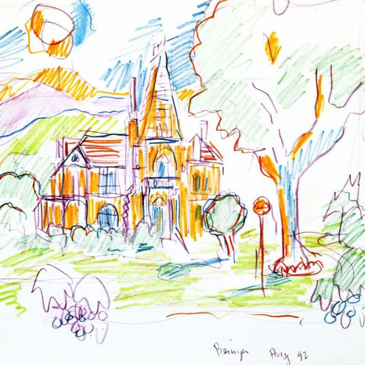 Wayne Ensrud "Beringer Vineyard, Napa Valley" Pencil Original Artwork; Hand Signed; COA