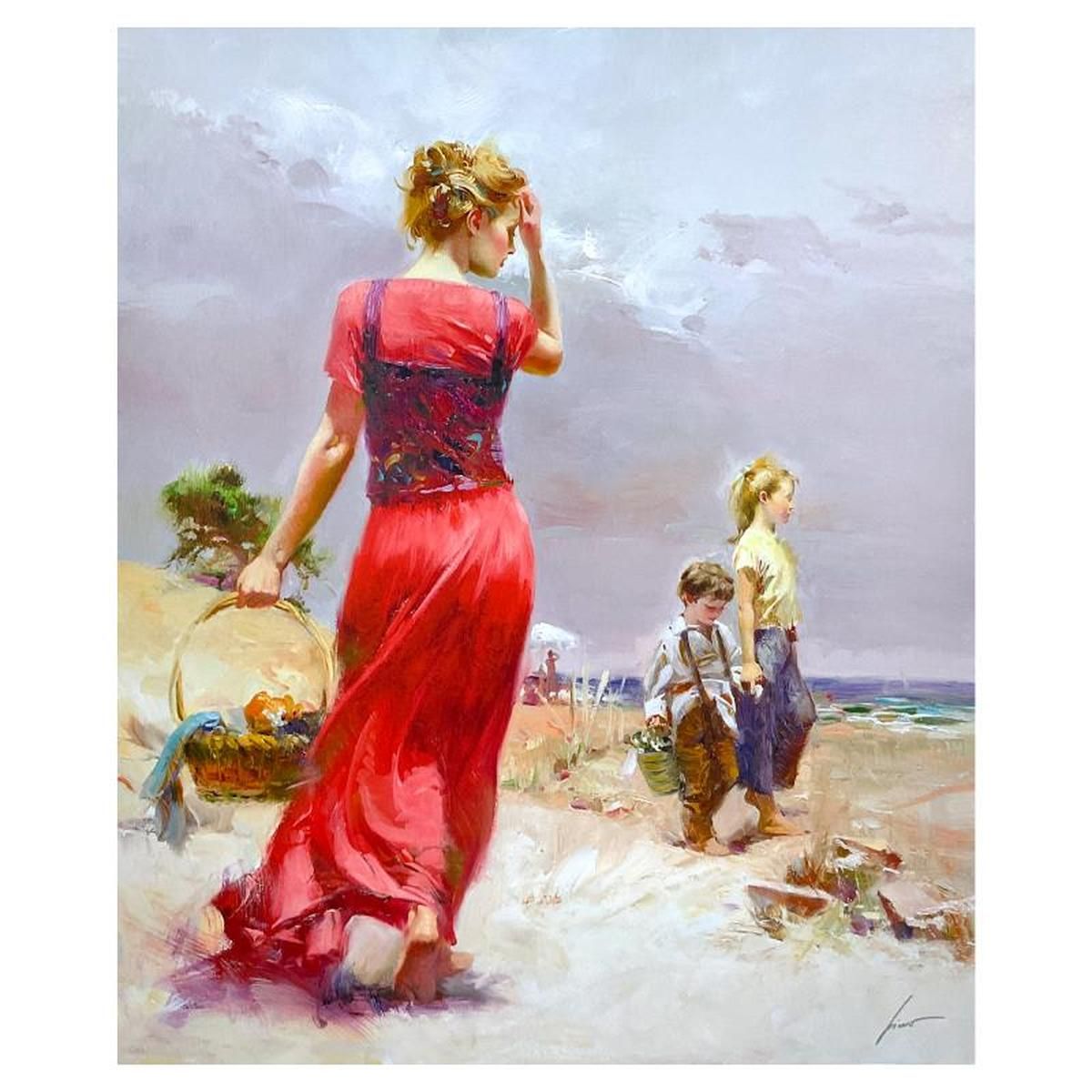 #1 in Edition: Pino (1939-2010) "Seaside Gathering" Limited Edition on Canvas, Numbered 1/295 and Hand Signed with Certificate of Authenticity.