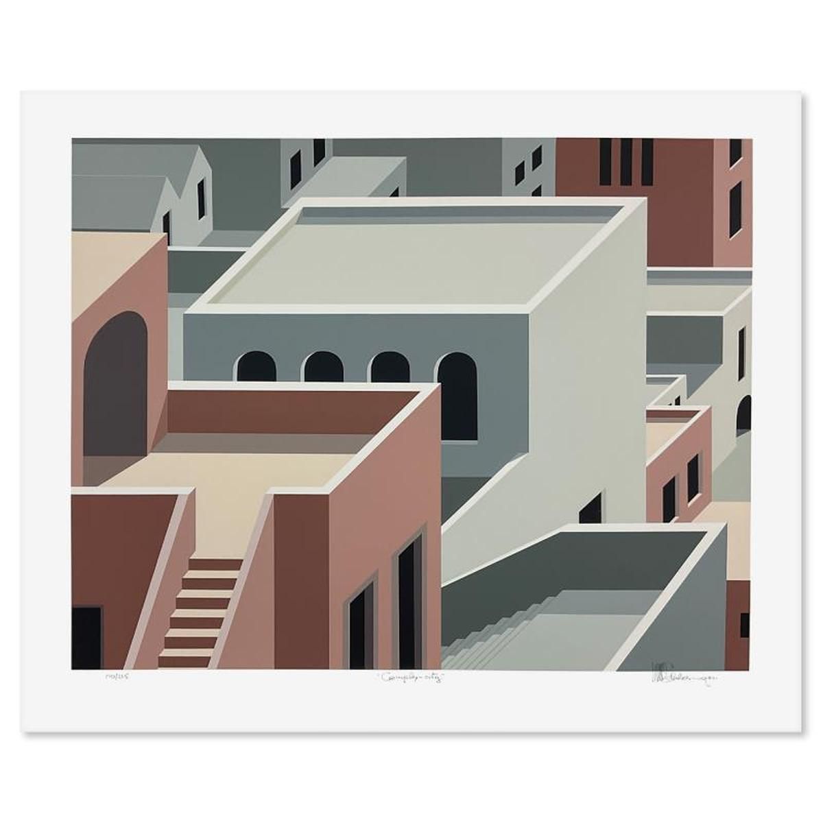 William Schlesinger (1915-2011), "Complex City" Limited Edition Serigraph, Numbered 170/225 and Hand Signed with Letter of Authenticity