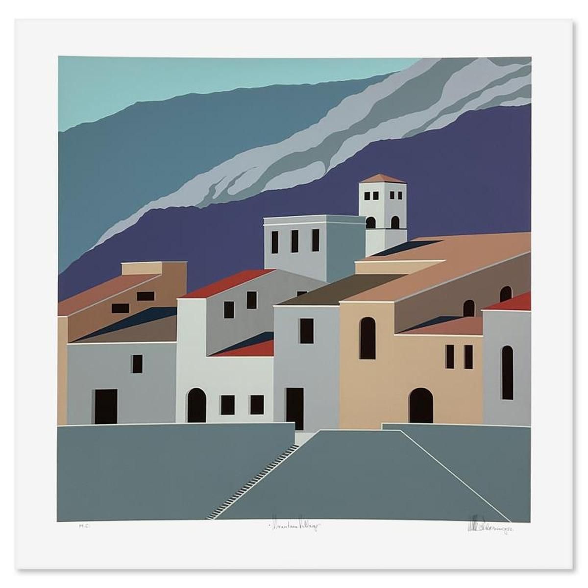 William Schlesinger (1915-2011), "Mountain Village" Limited Edition Serigraph from an HC Edition, Hand Signed with Letter of Authenticity