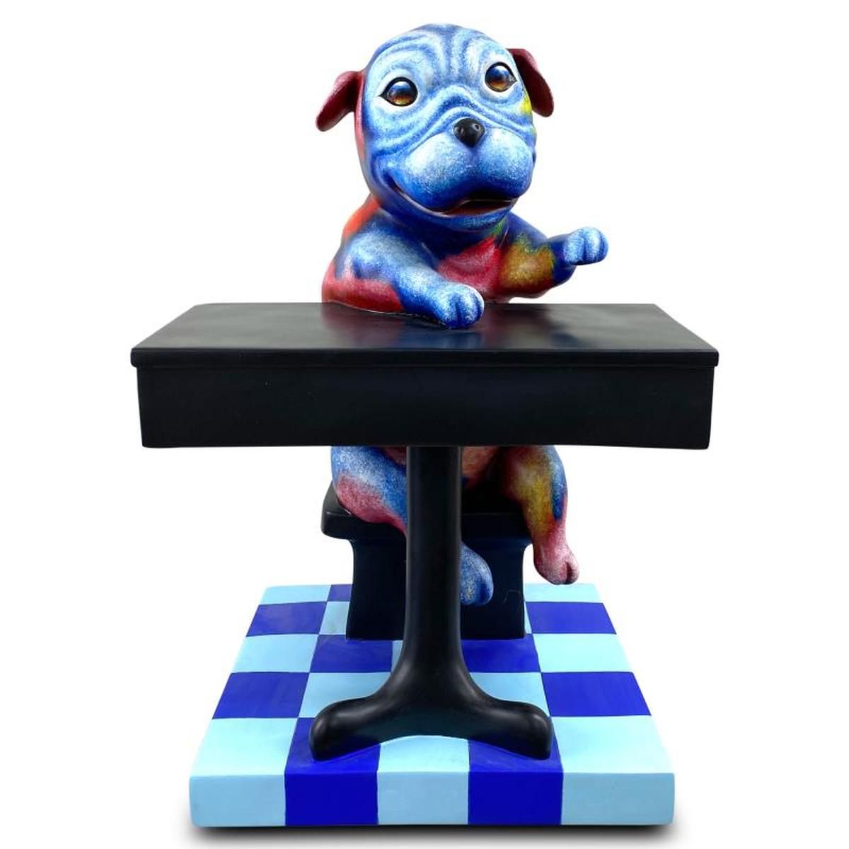 Wang, "Back to School Blues" Hand Painted Limited Edition Resin Sculpture, Numbered 3/99, Hand Signed and Letter of Authenticity