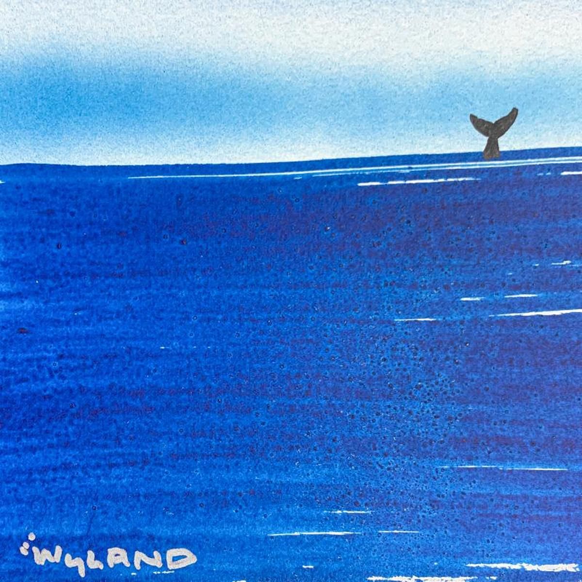 Wyland, "Fluke" Framed, Hand Signed Original Painting with Letter of Authenticity.