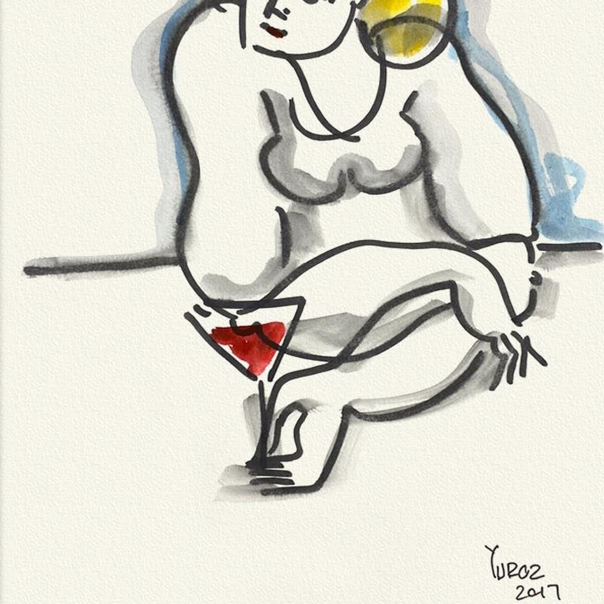 Yuroz, Framed Original Painting, Hand Signed with Letter of Authenticity.