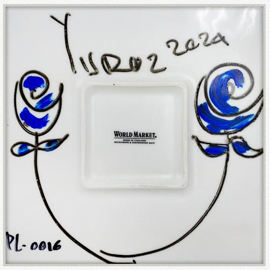 Yuroz, Framed Hand Painted Ceramic Plate, Hand Signed with Letter of Authenticity.